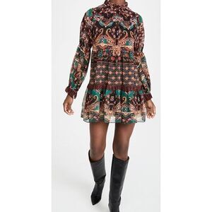 Alice + Olivia Marella Mock Neck Long Sleeve Tunic Dress Size Large